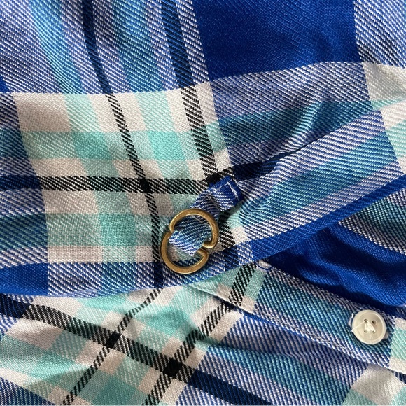 Allen Schwartz Prive Plaid Top Half Button Down Blue NWT Size XS - Picture 4 of 6